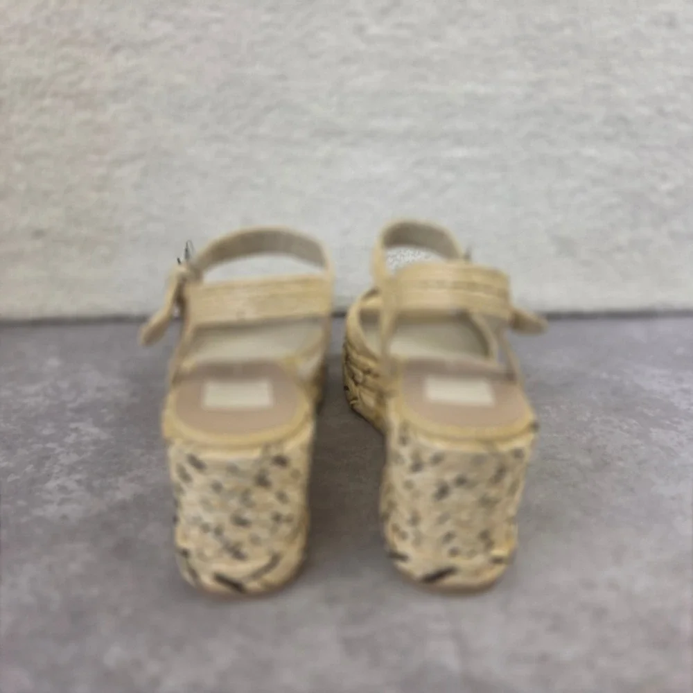 Dolce Vita Tiago Light Natural Raffia Platform Wedge Sandals Womens 9 M NEW